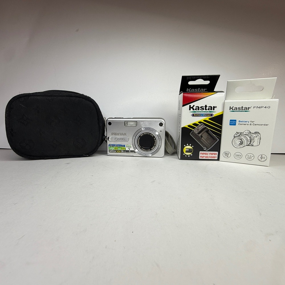 Pentax Optio S5z Silver Digital Camera 5.0MP 3x Zoom Bundle with Charger Case